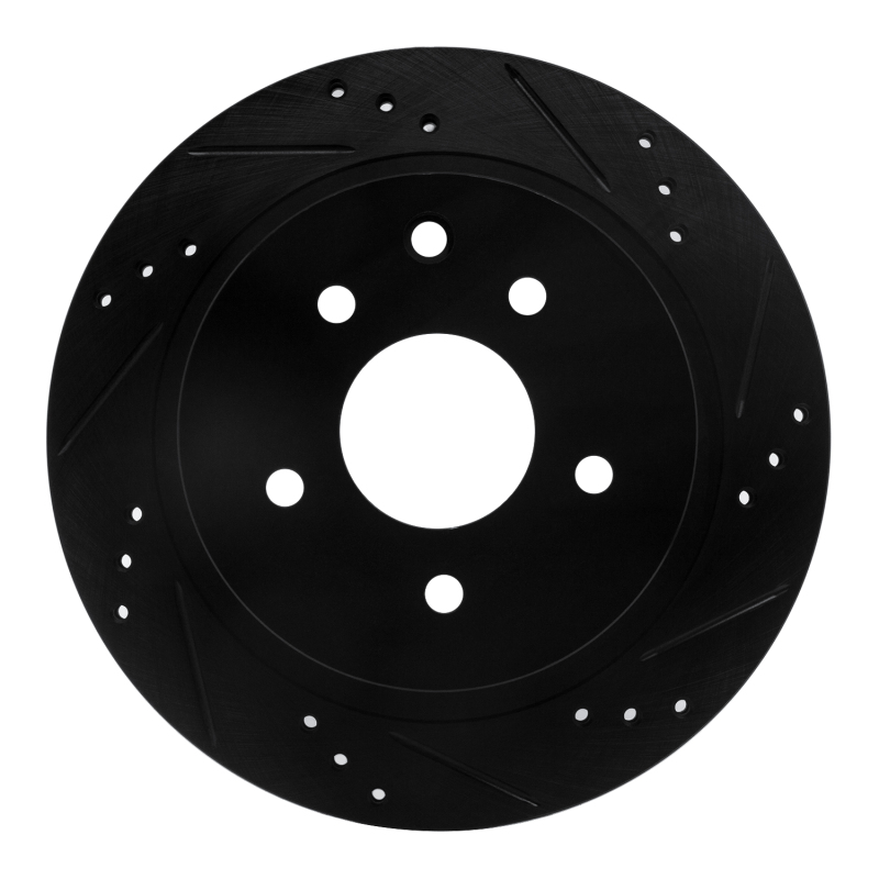 Infiniti G35 Brake Rotor (1) - Rear Right - R1 Concepts - Drilled & Slotted - Black - `02-`25